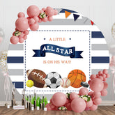 Aperturee - All Star Balls Stripe Round Baby Shower Backdrop